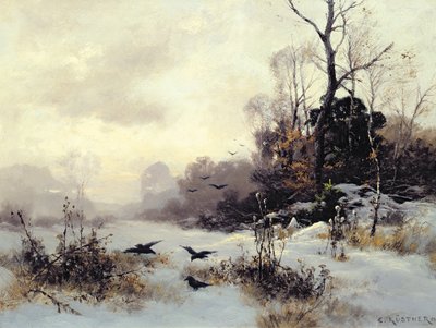 Crows in a Winter Landscape, 1907 by Karl Kustner